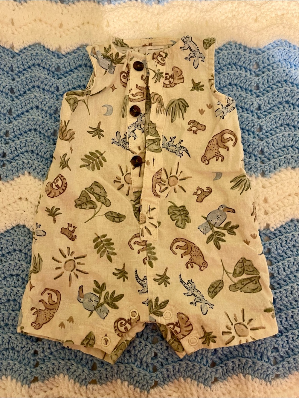 Carter’s Cream Baby Romper with Jungle Print